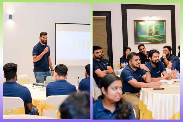 Frontend Software Engineer Faize Ahamed Khan presenting modern web development techniques at Edstem Technologies technical session