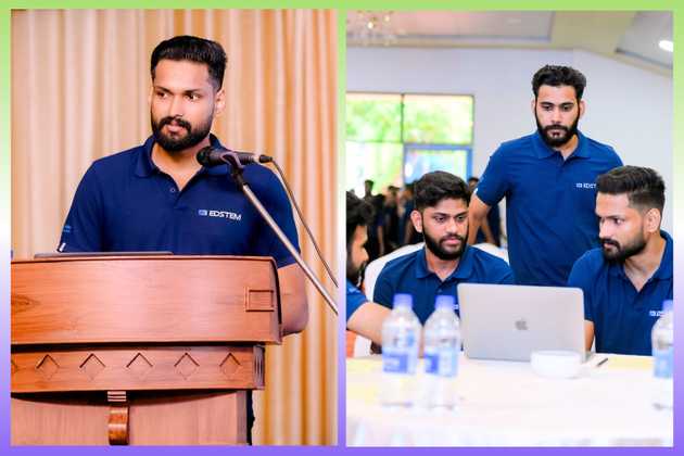 Senior Backend Software Engineer Eby Augustine presenting on Spring Boot, Kafka, and event-driven programming at Edstem Technologies meetup