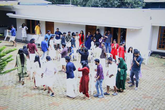 Edstem Technologies new employees performing flash mob dance and musical performances at Onam celebration